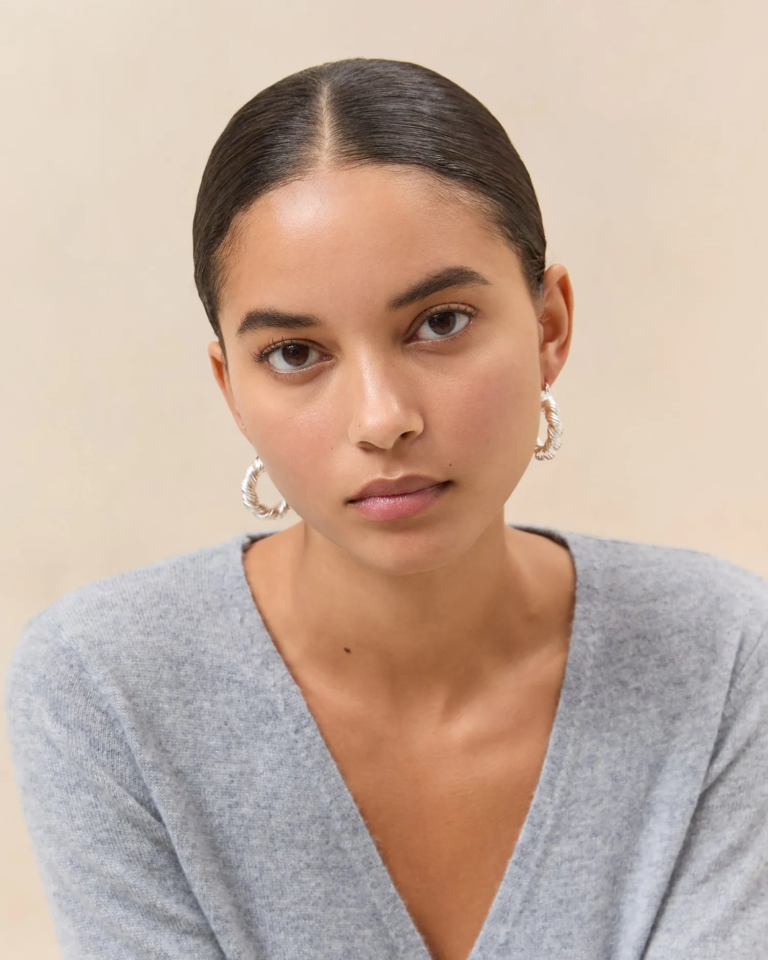 Atticus Silver Twisted Hoop Earrings