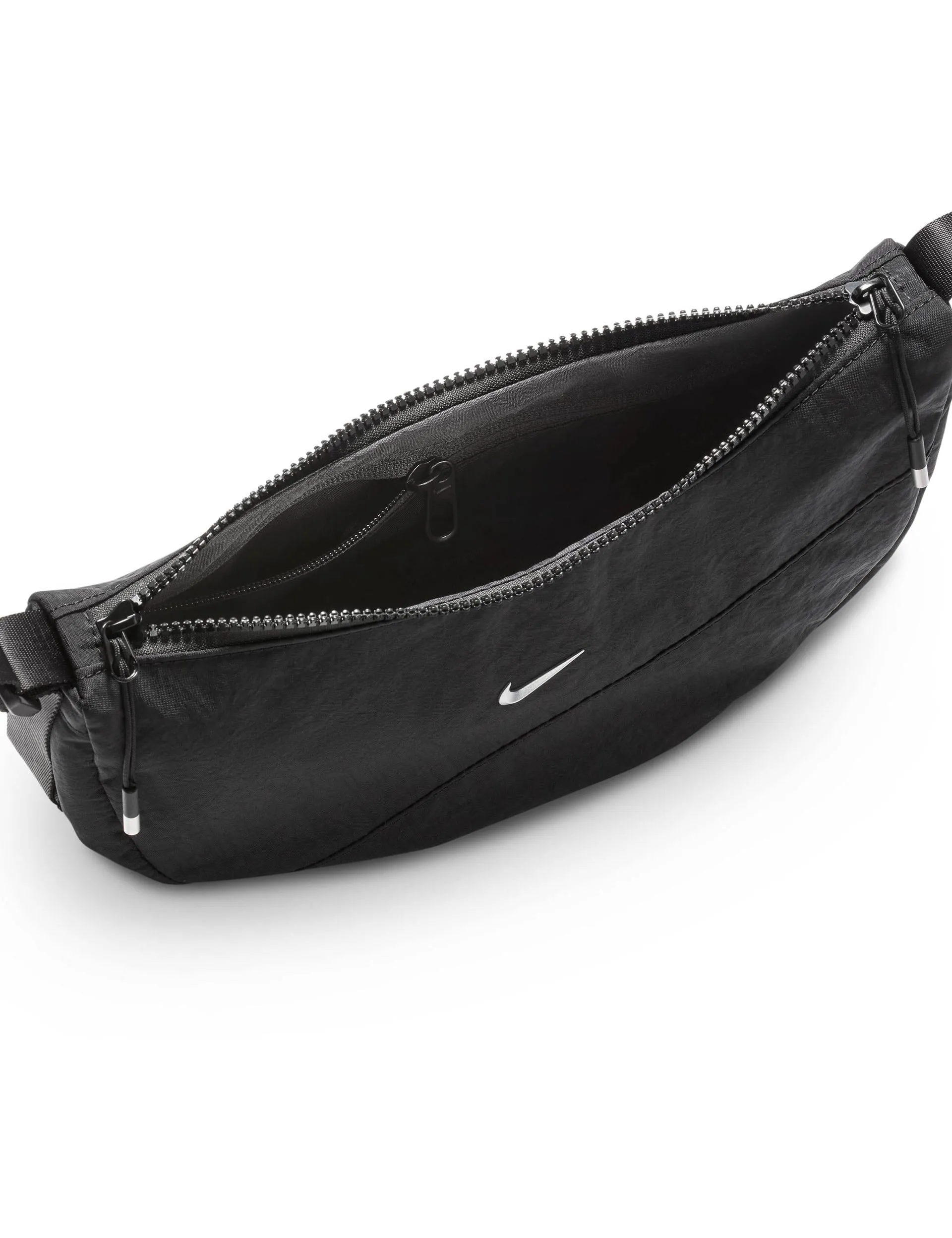 Aura Crescent Cross-Body Bag - Black/Matte Silver