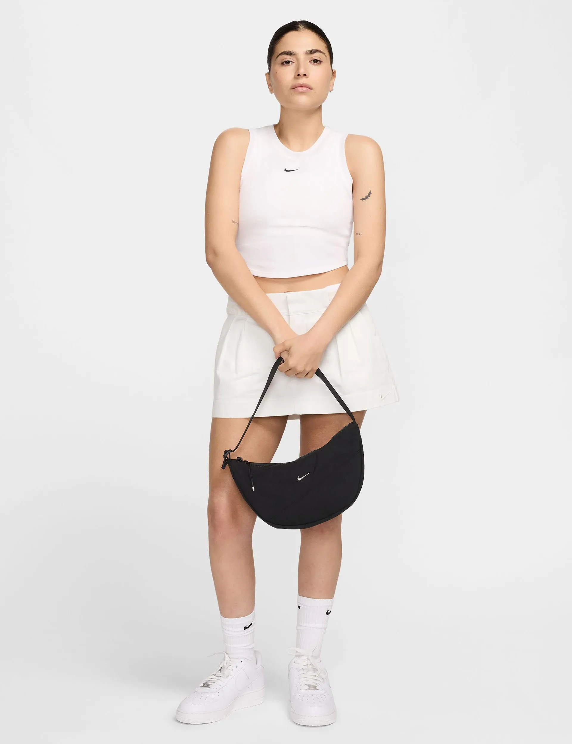 Aura Crescent Cross-Body Bag - Black/Matte Silver