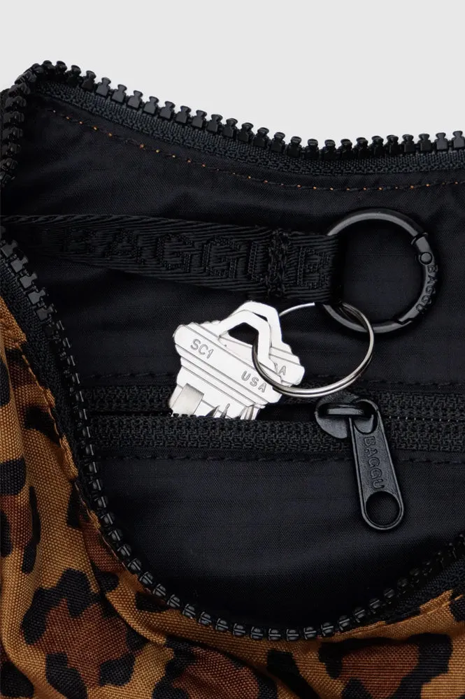 Baggu Small Leopard Nylon Crescent Bag