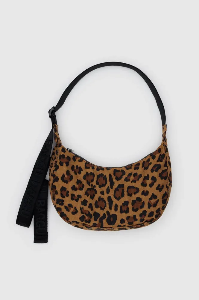 Baggu Small Leopard Nylon Crescent Bag