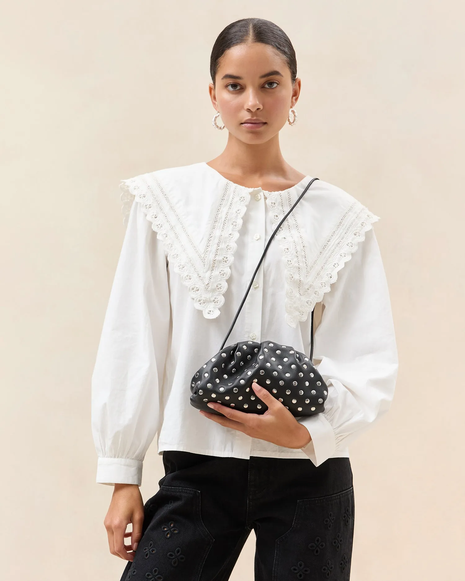 Bailey Black/Silver Dome Clutch