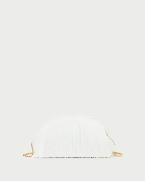 Bailey White Pleated Dome Clutch