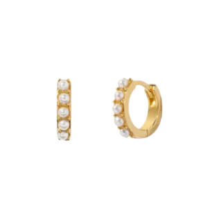 Beaded Pearl Hoops