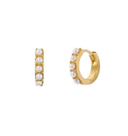 Beaded Pearl Hoops