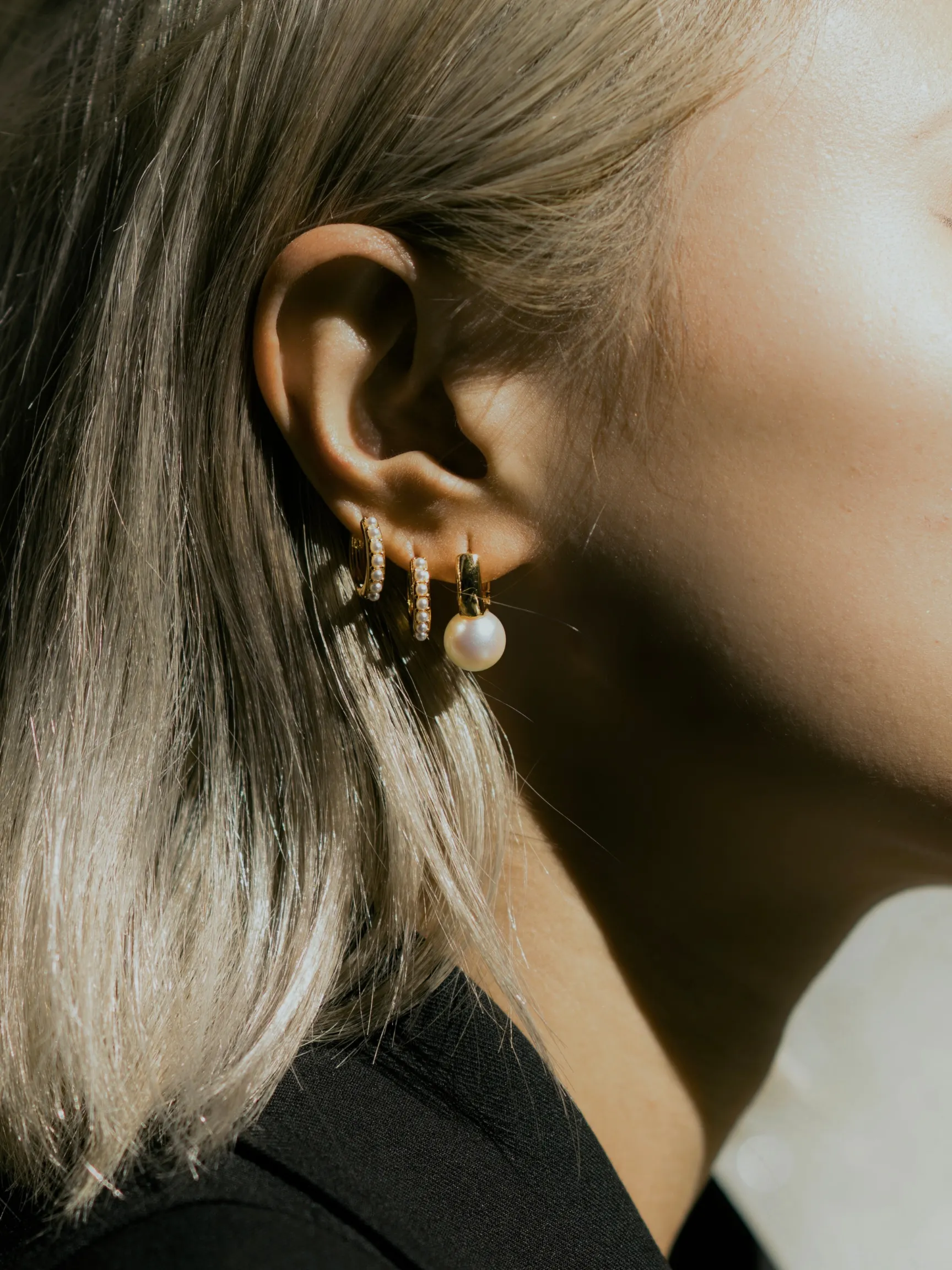 Beaded Pearl Hoops