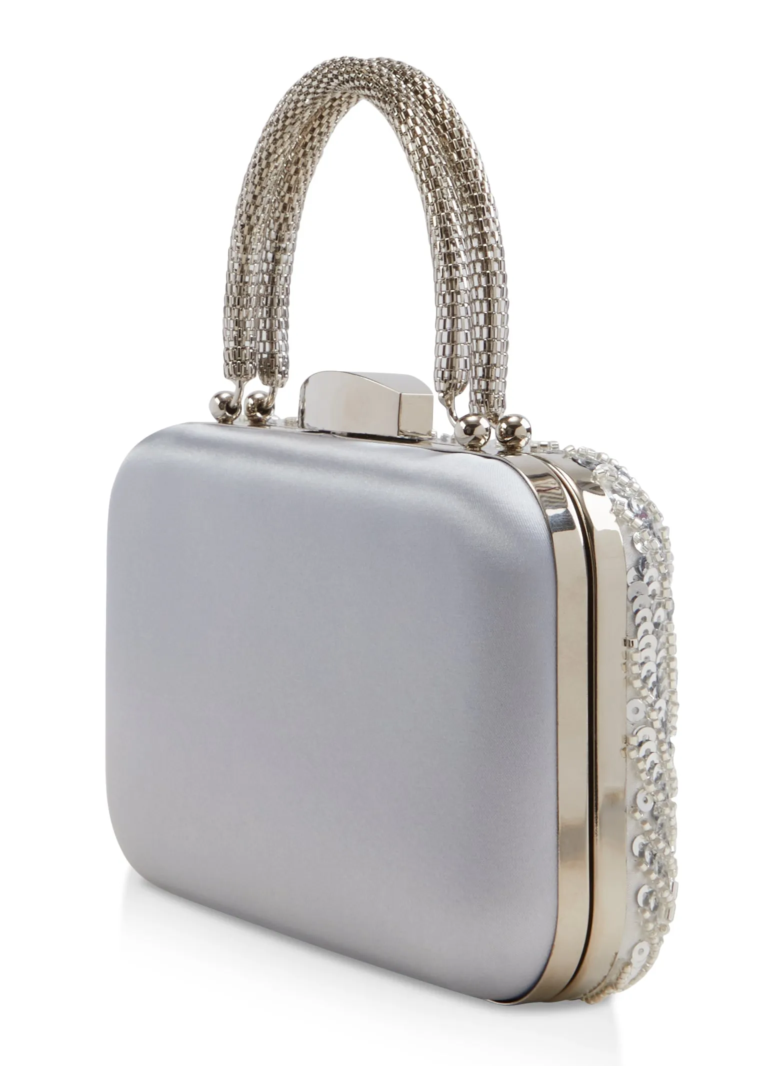 Beaded Sequin Top Handle Convertible Clutch
