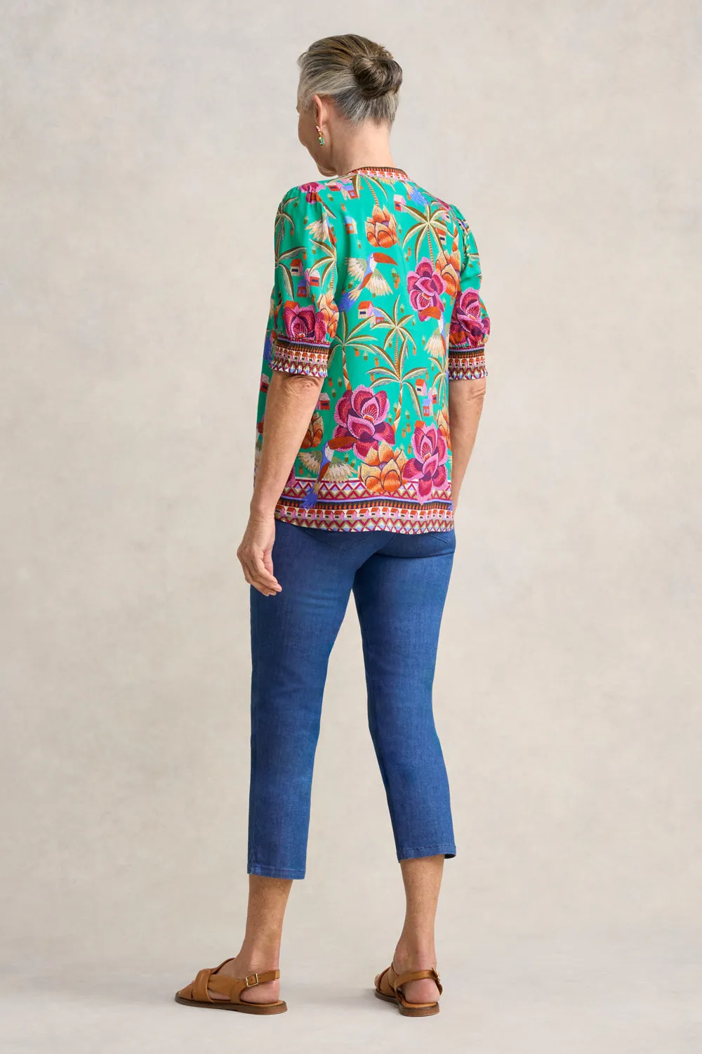 Beaded Tassel Top - Toucan Print