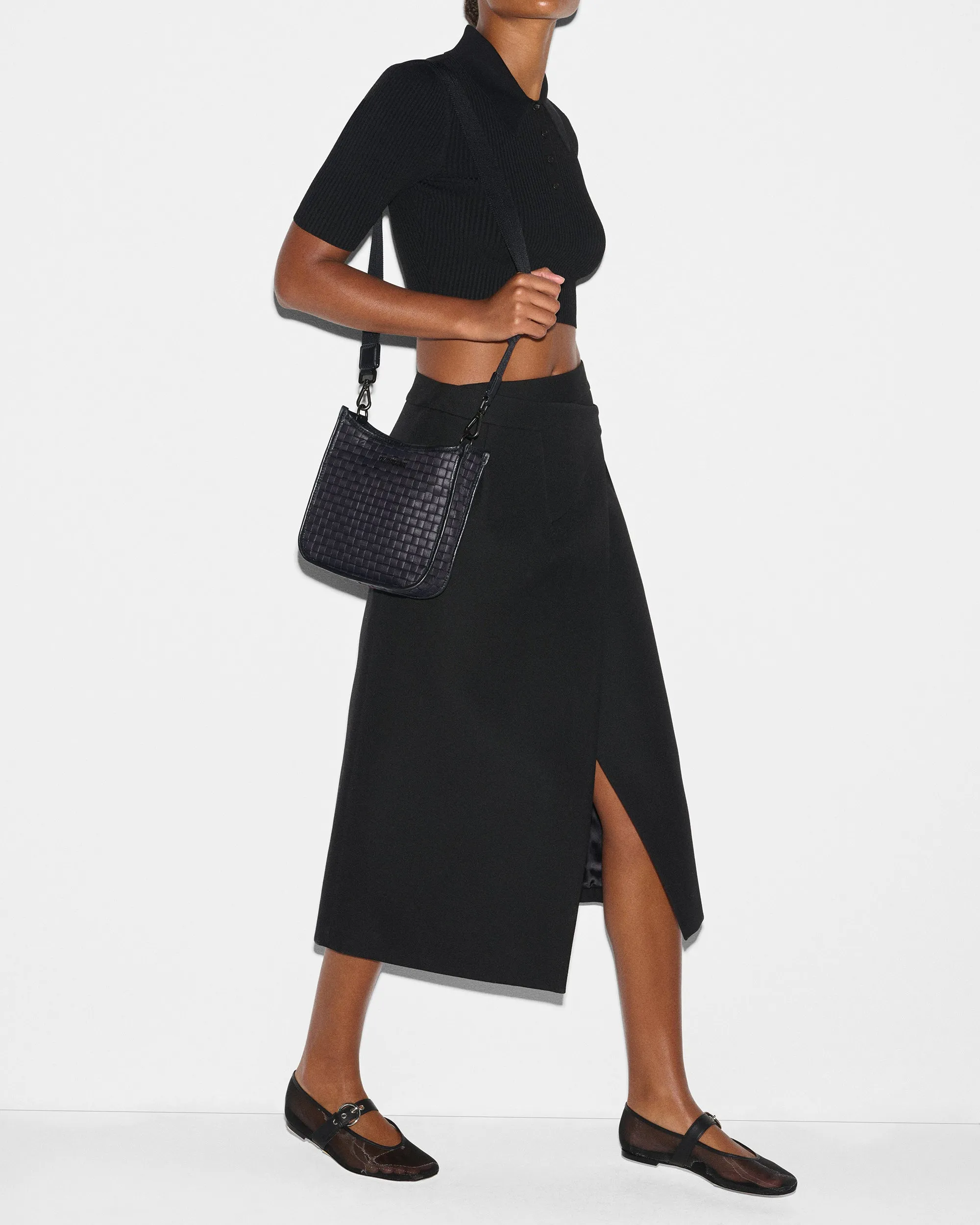 Black Small Woven Box Crossbody
