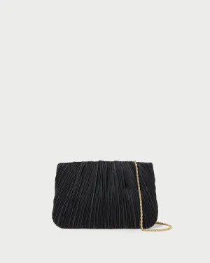 Brit Black Flat Pleated Clutch