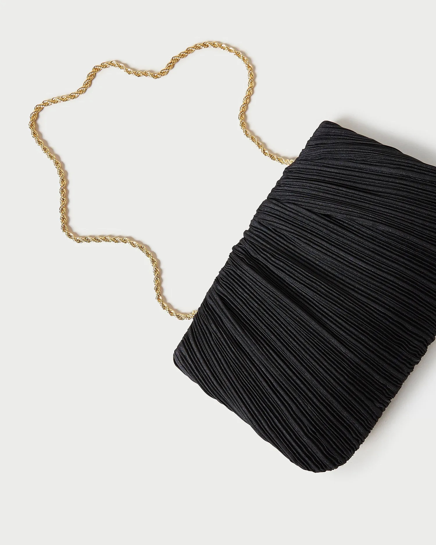 Brit Black Flat Pleated Clutch