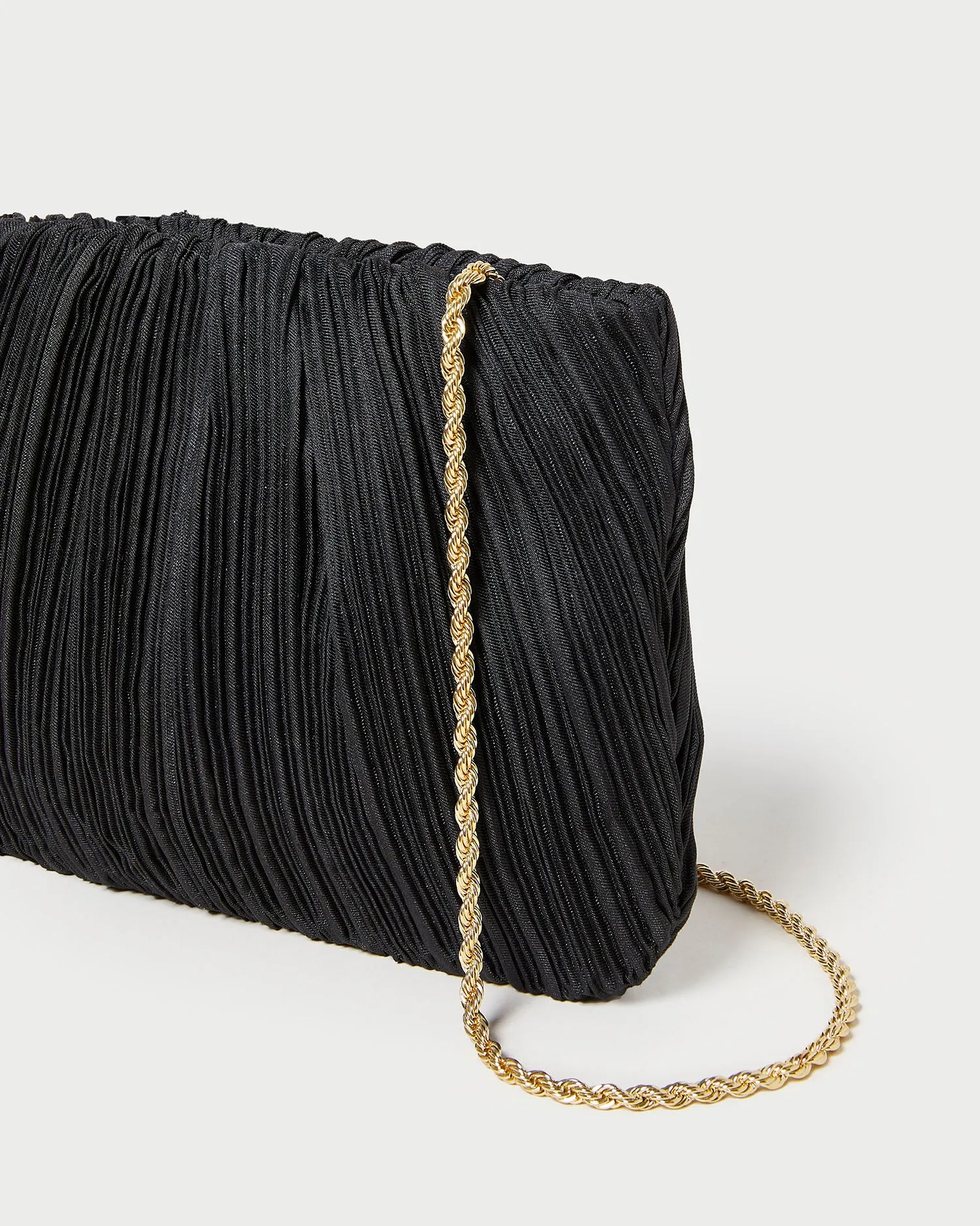 Brit Black Flat Pleated Clutch