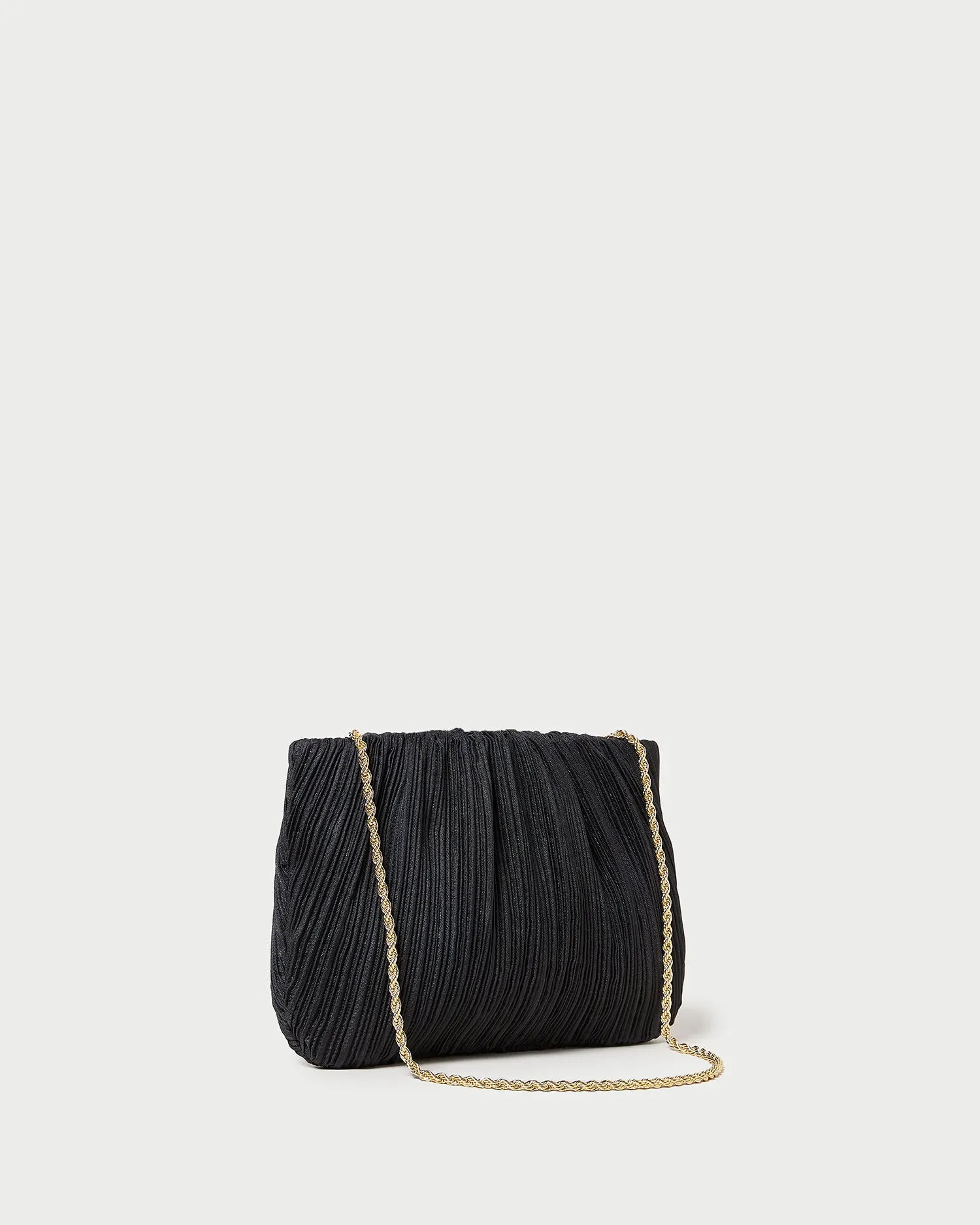 Brit Black Flat Pleated Clutch