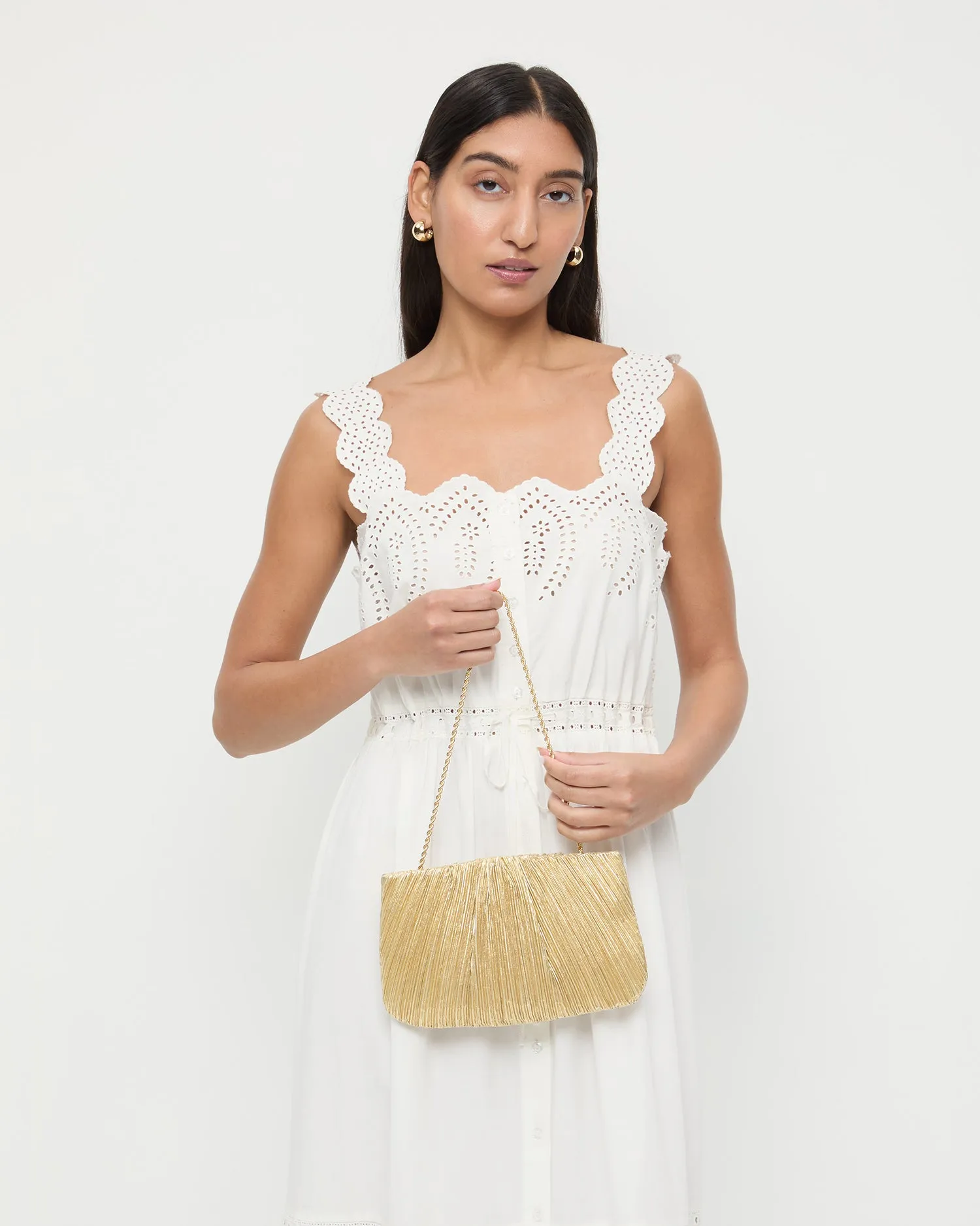 Brit Gold Lamé Pleated Clutch