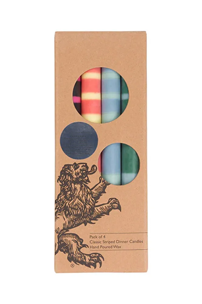 British Colour Standard Red & Blue Striped Dinner Candles