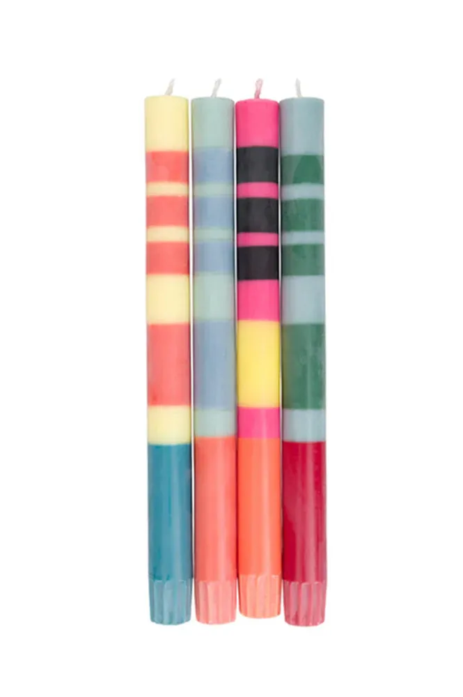 British Colour Standard Red & Blue Striped Dinner Candles