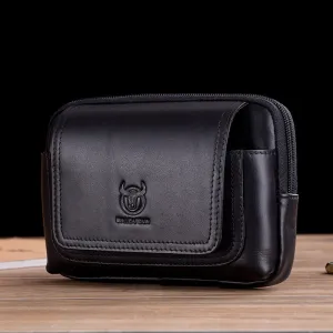 Business Men Vintage Genuine Leather Waist Bag 5.8 Inch Phone Bag