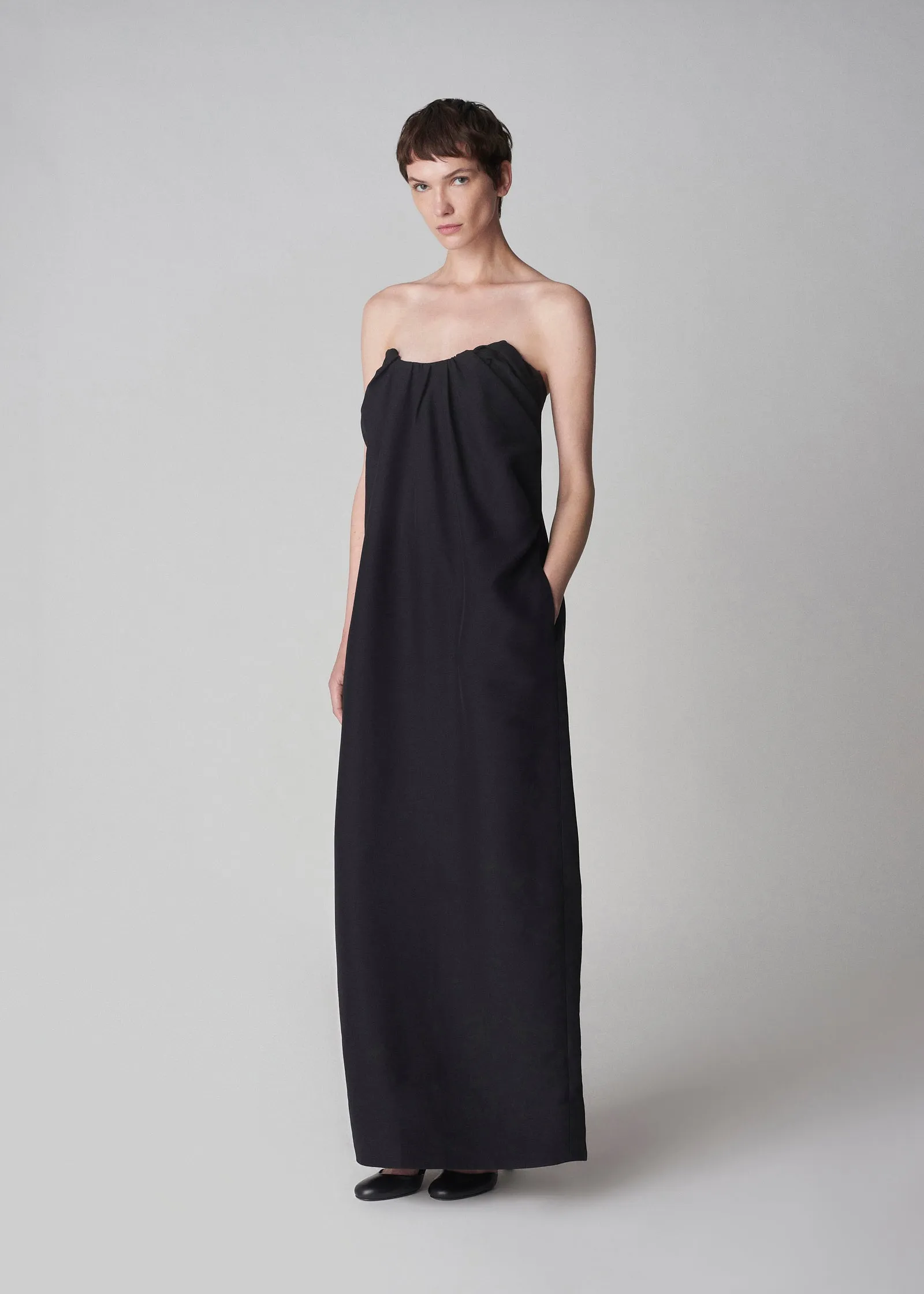 Bustier Dress in Smooth Faille - Black