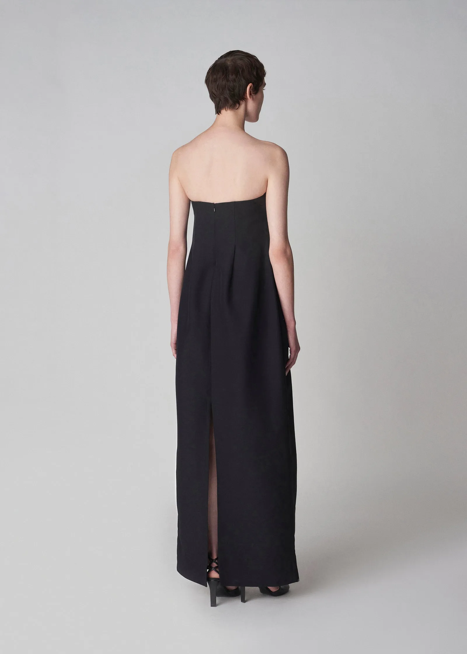 Bustier Dress in Smooth Faille - Black