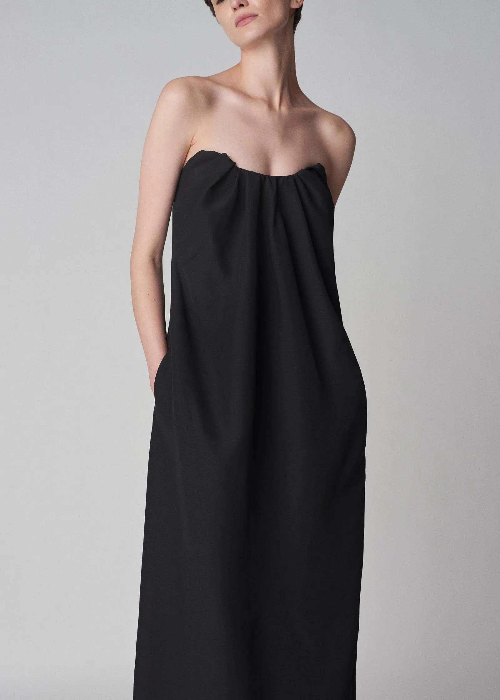 Bustier Dress in Smooth Faille - Black
