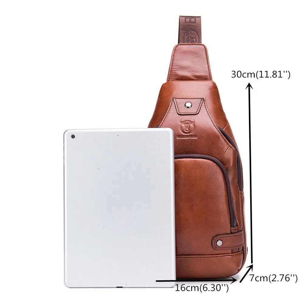 Casual Shoulder Bag For Men Leather USB Charging Large Capacity Bag