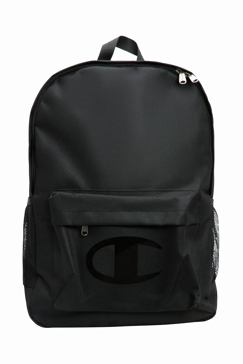CHAMPION LARGE LOGO BLACK BACKPACK