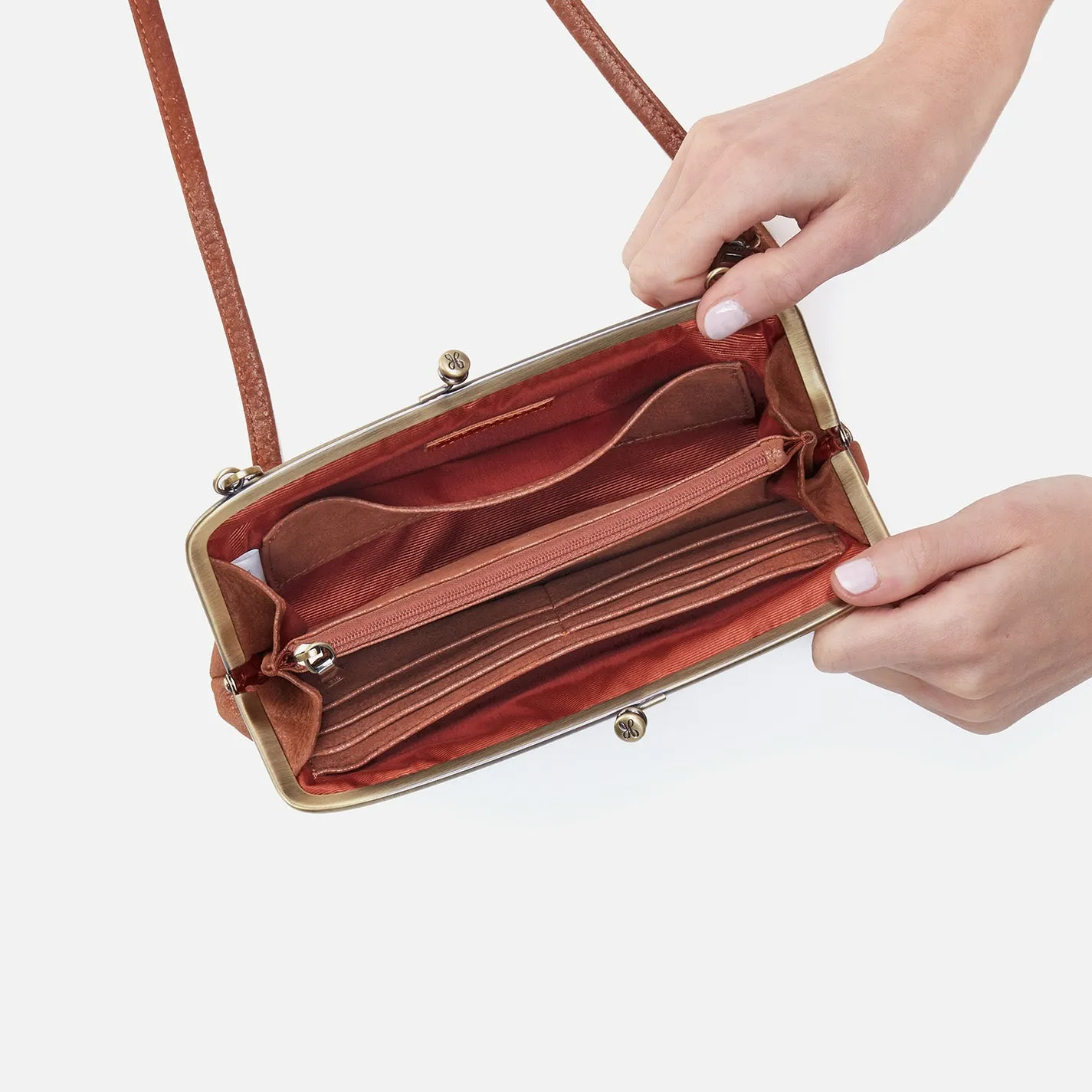Cora Wallet Crossbody In Metallic Leather - Patina
