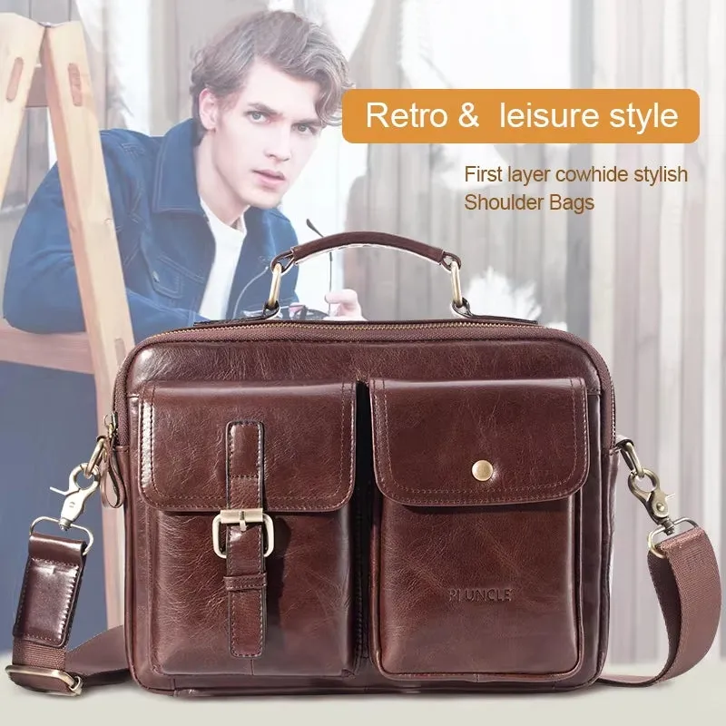 Cowhide Casual Handbag Tote Briefcase