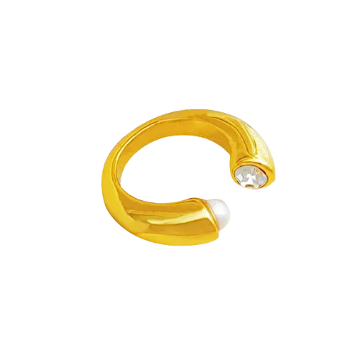 Crystal Pearl Open Ring (Final Sale)