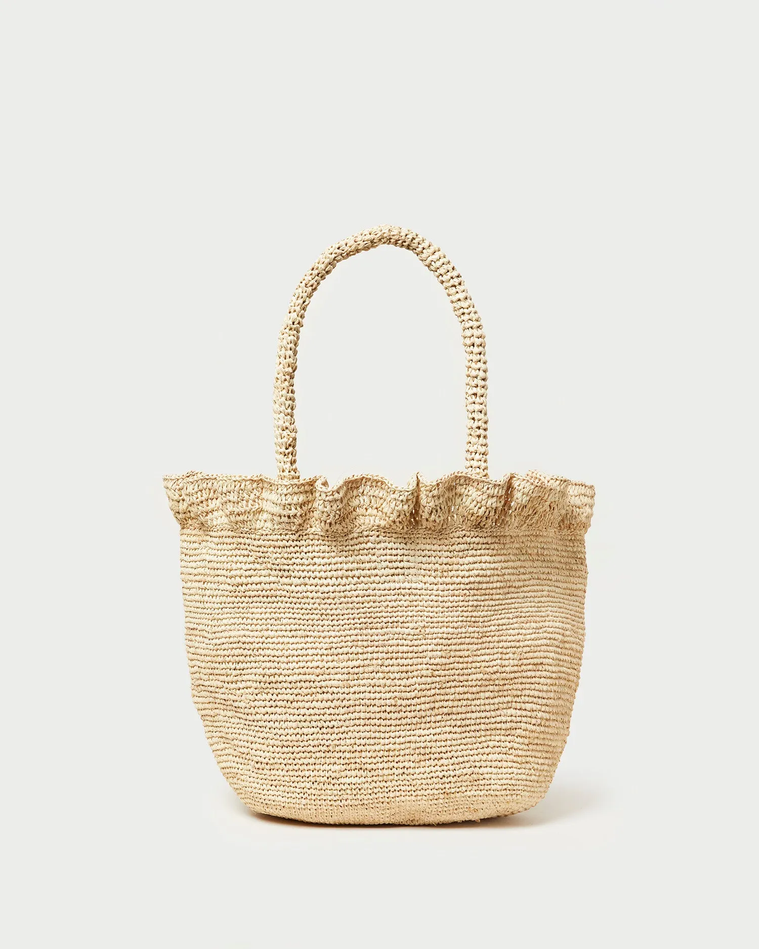 Cyrus Natural Ruffled Woven Tote