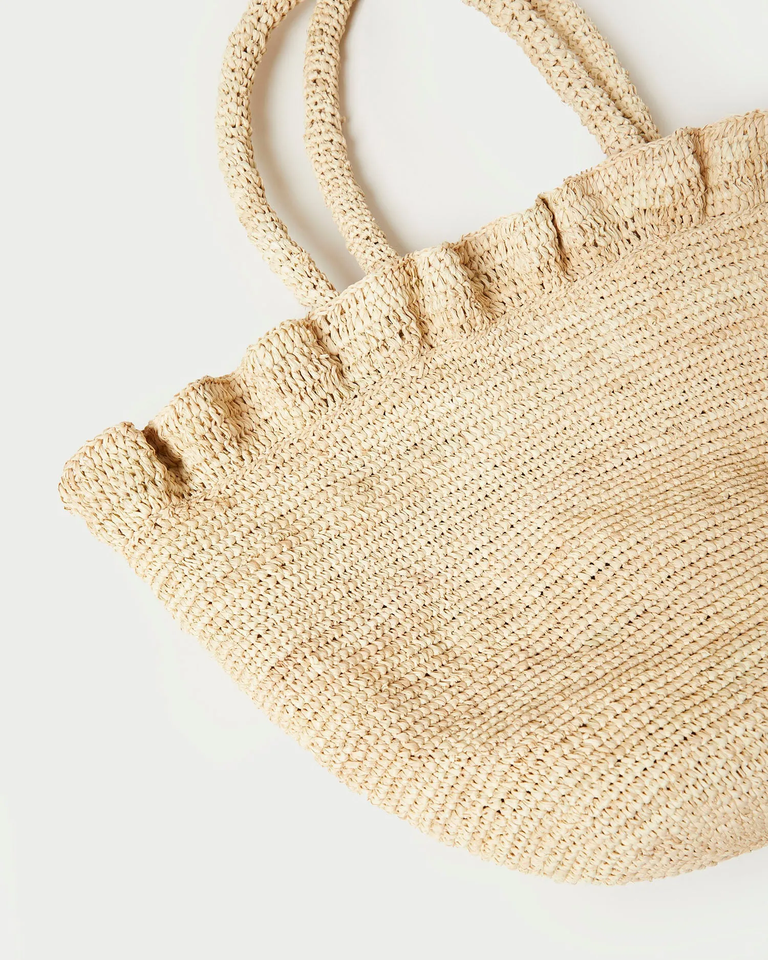 Cyrus Natural Ruffled Woven Tote