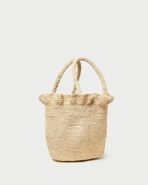 Cyrus Natural Ruffled Woven Tote