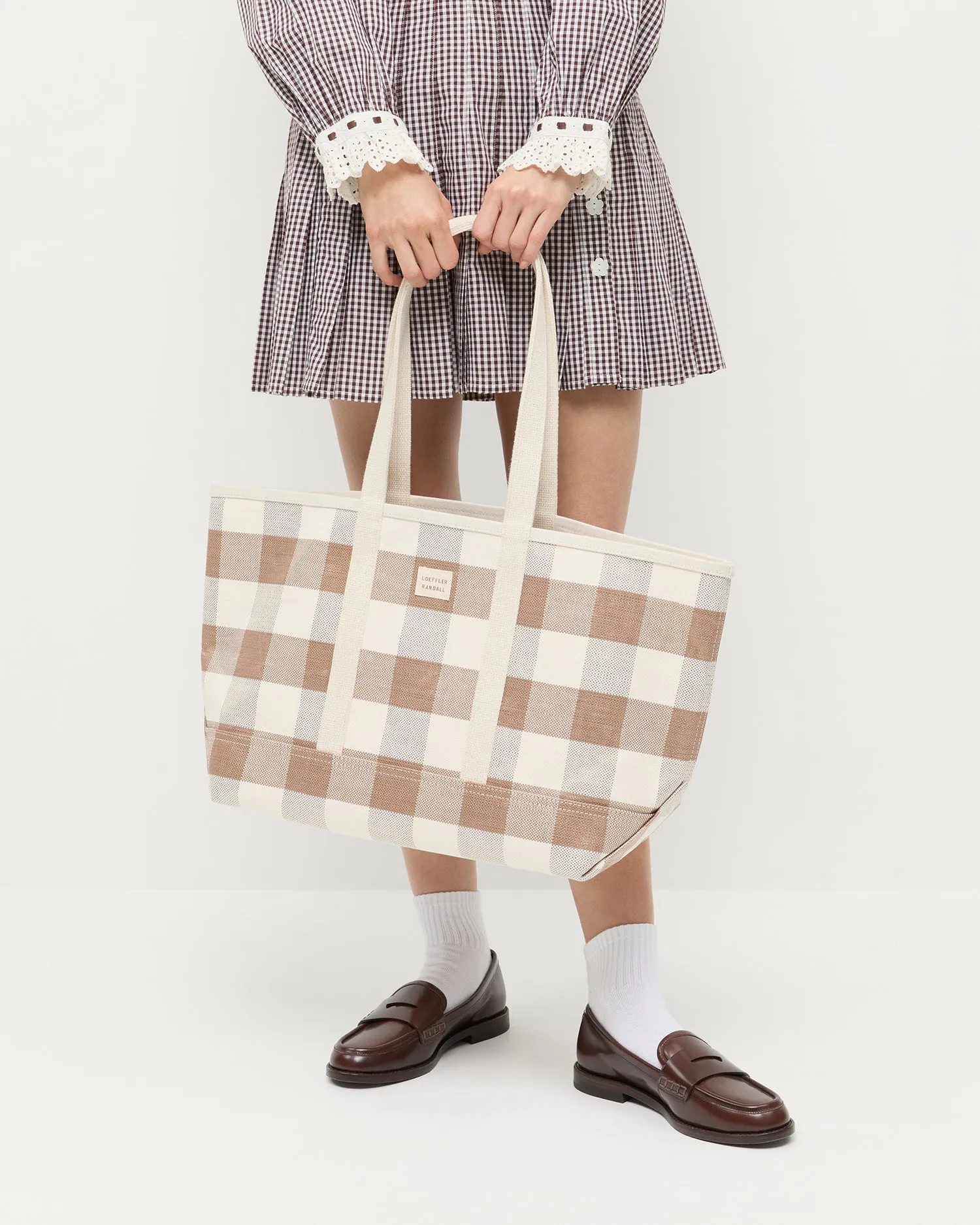 Deanie Brown Gingham Tote