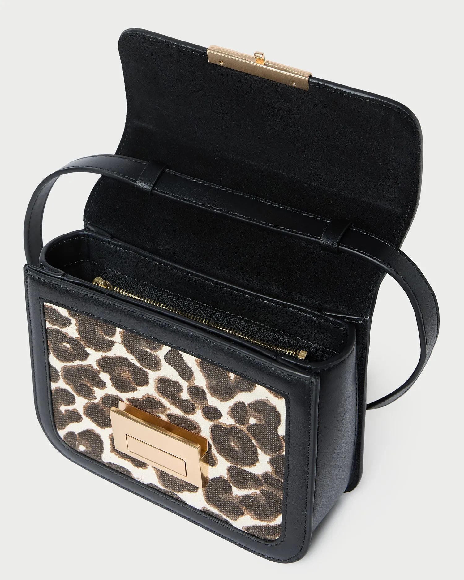 Desi Leopard/Black Canvas Crossbody
