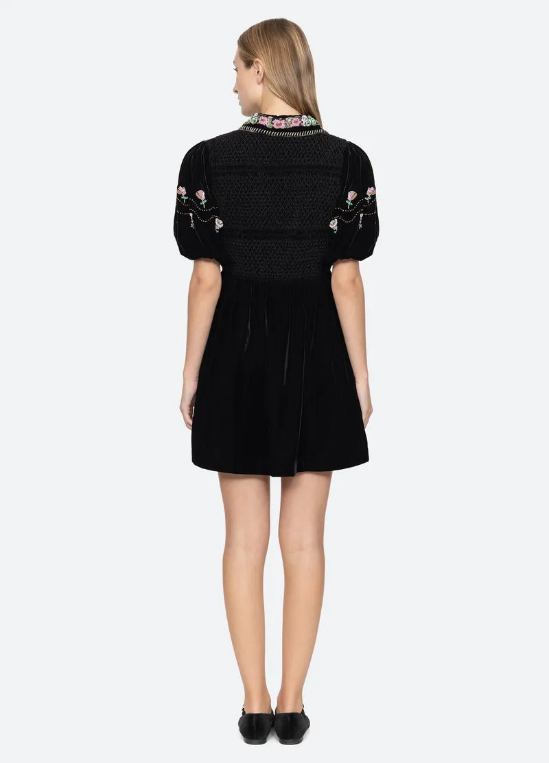 Dress Brynn Beaded Smoc Rs25-140 Black
