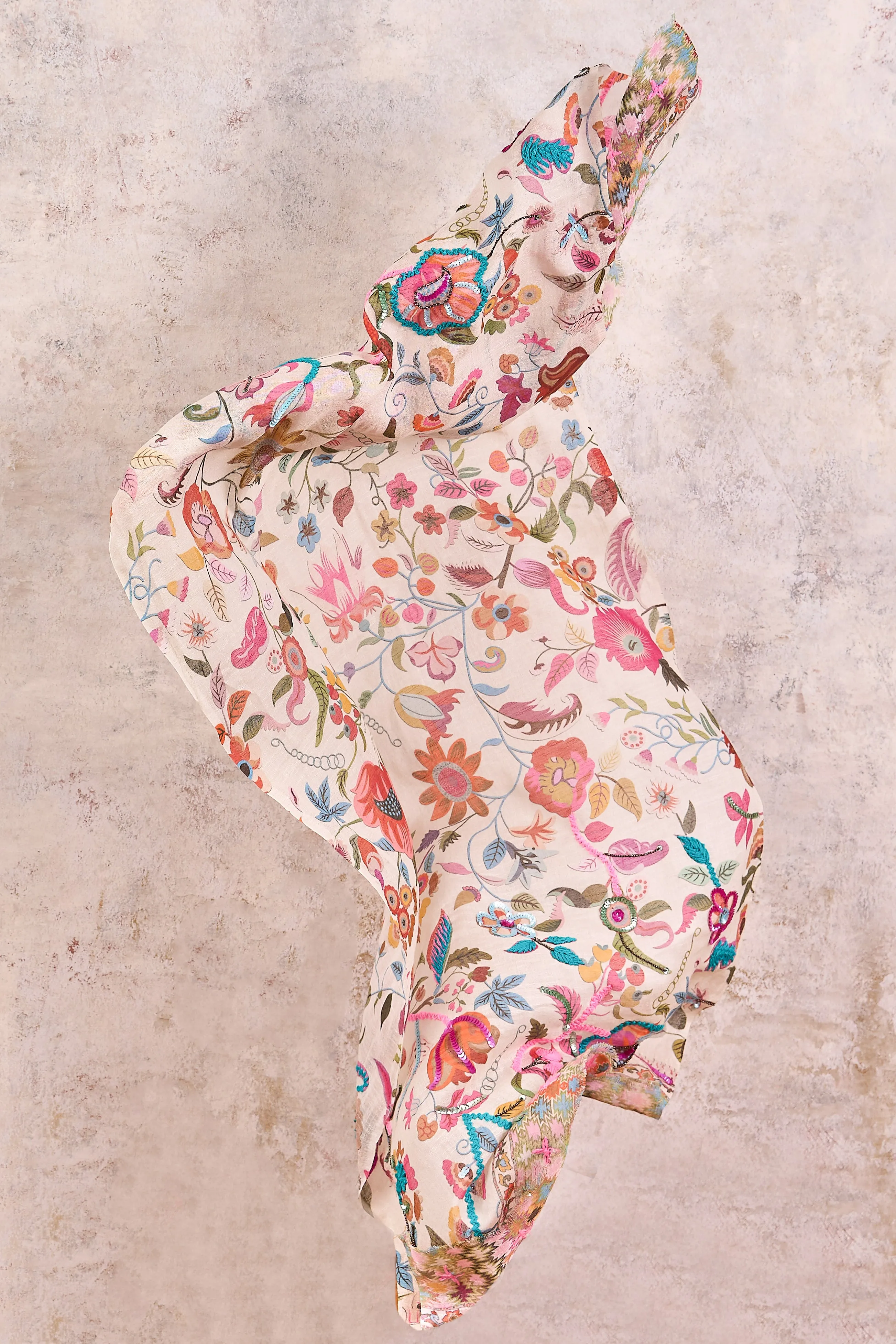 Estella Floral Beaded Scarf - Multi