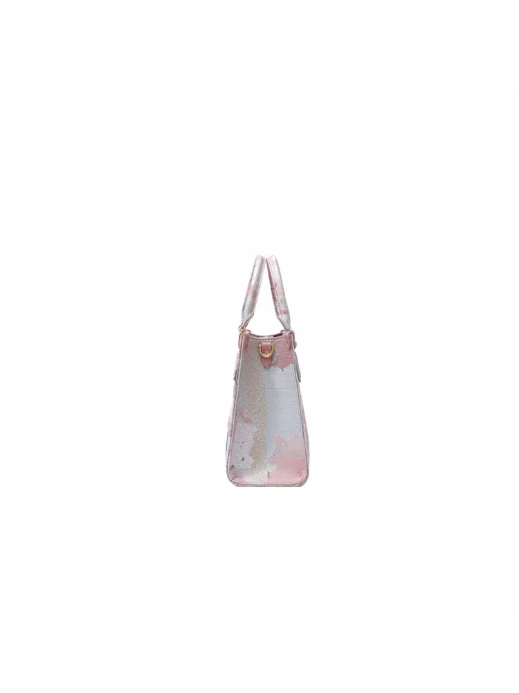 Fantasy Jacquard with Leather Medium Tote Bag