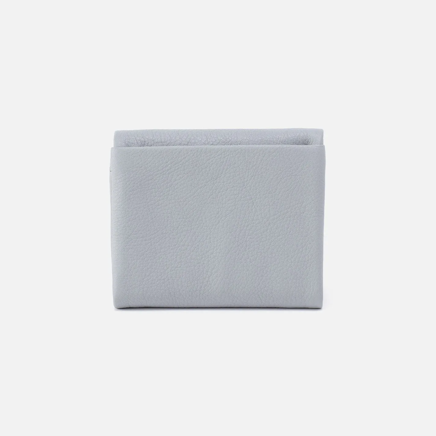 Fern Medium Trifold Wallet In Pebbled Leather - Blue Pearl