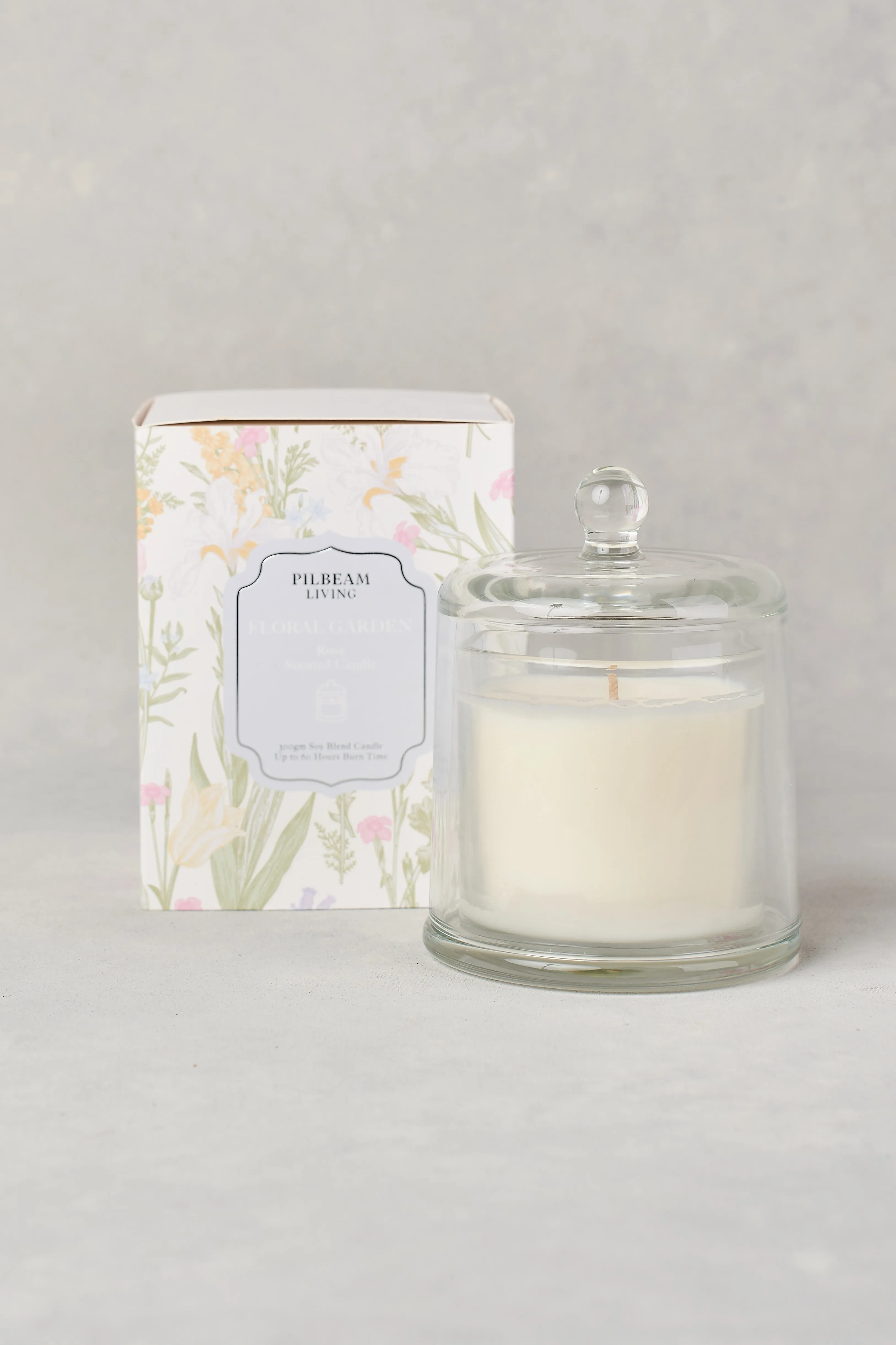 Floral Garden Glass Cloche Candle