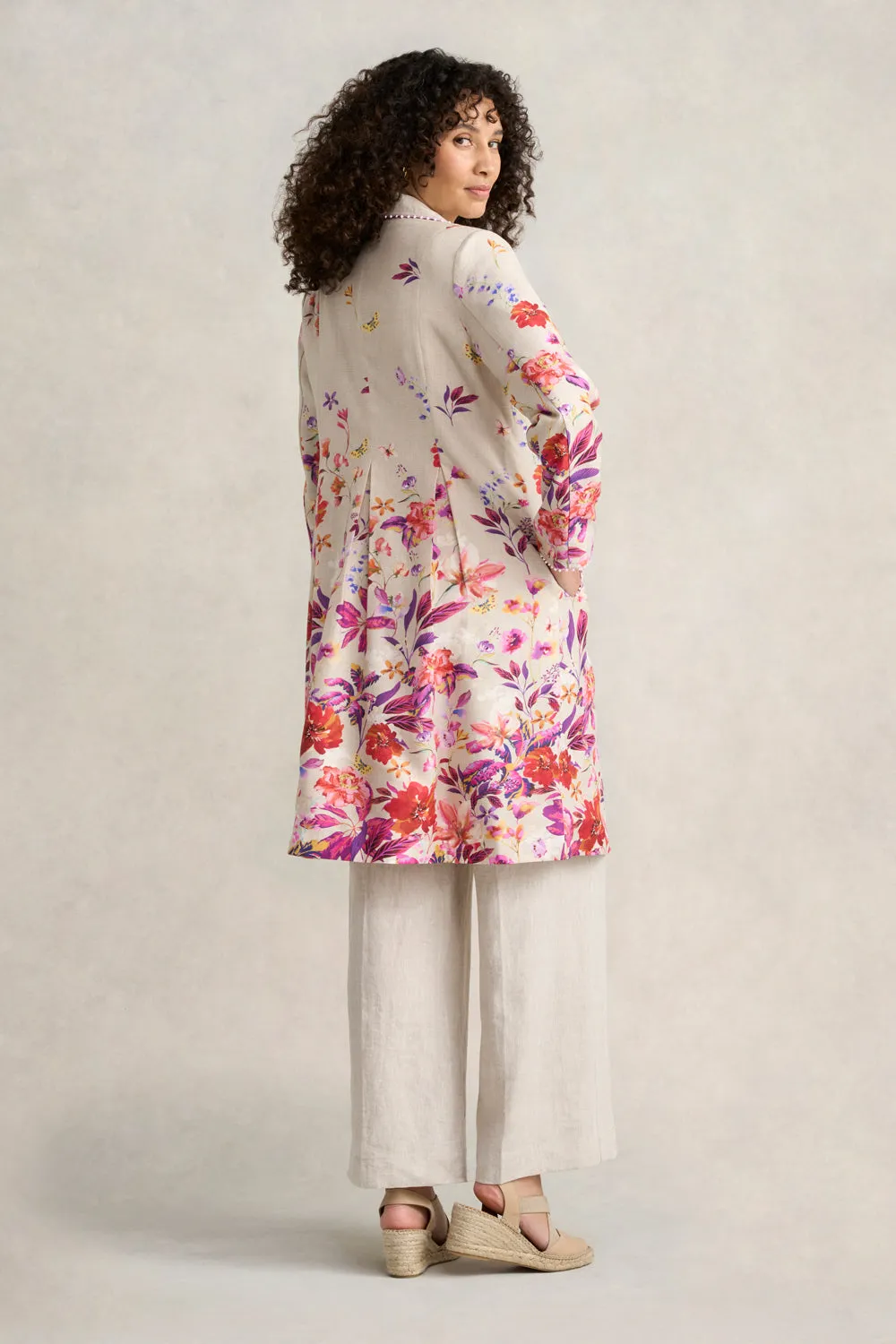 Floral Printed Coat - Floral Cross-Dye