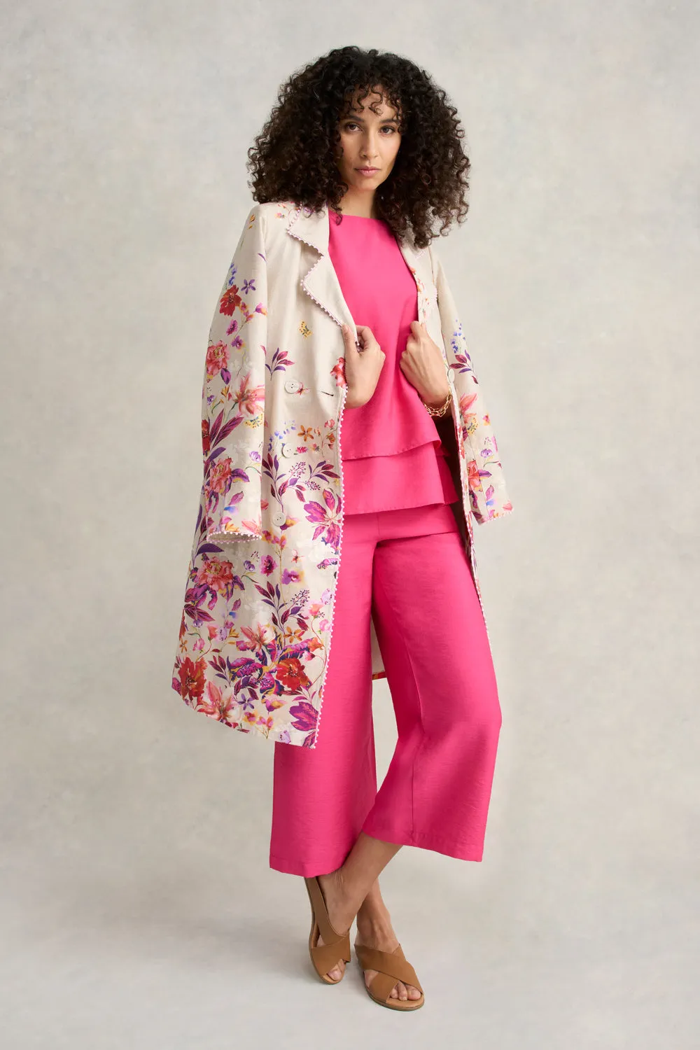 Floral Printed Coat - Floral Cross-Dye
