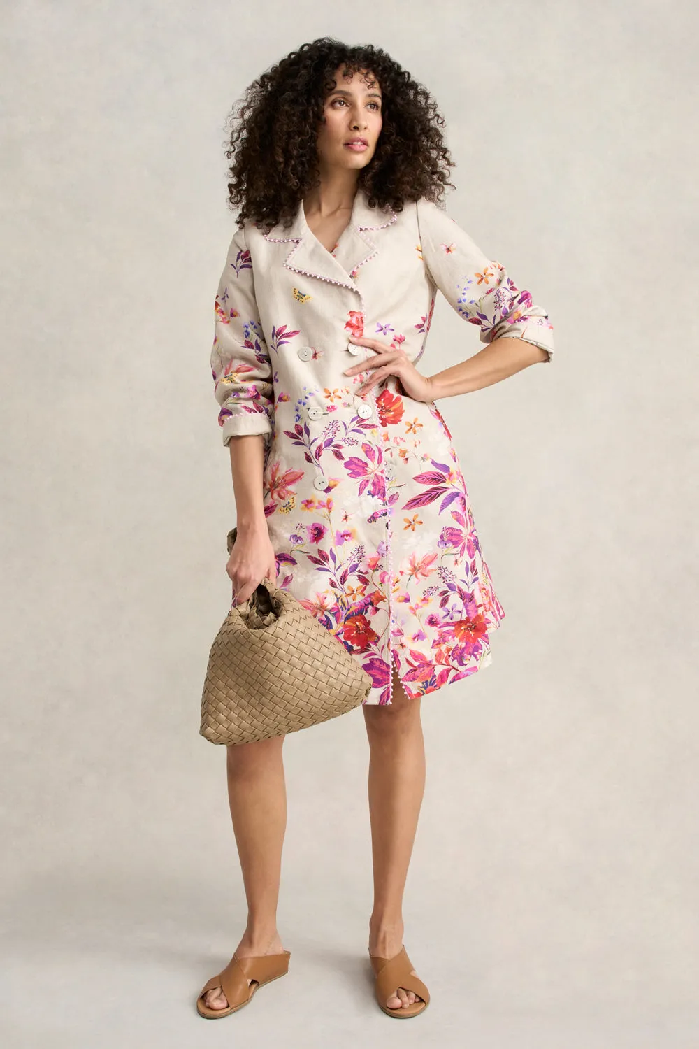 Floral Printed Coat - Floral Cross-Dye