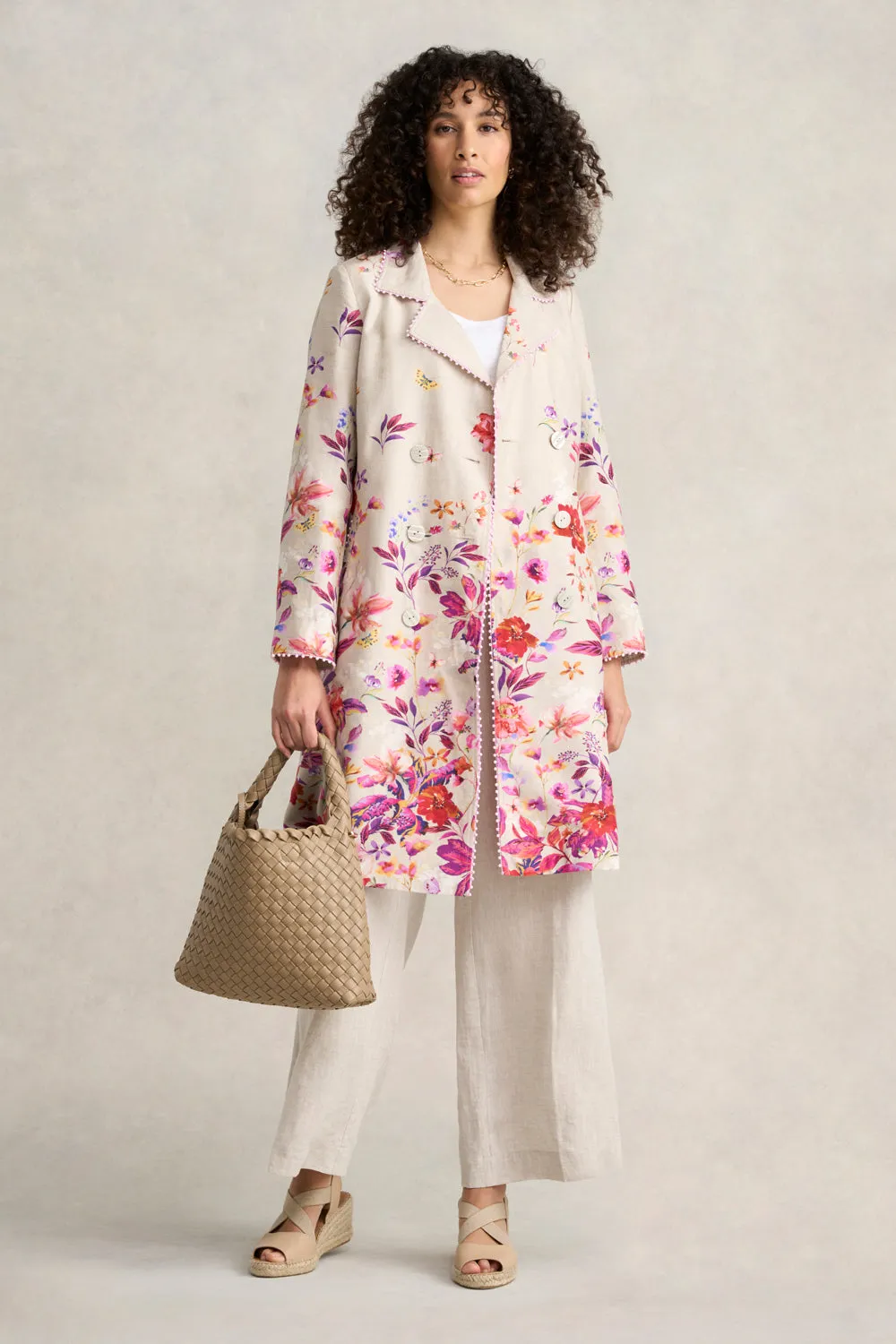 Floral Printed Coat - Floral Cross-Dye