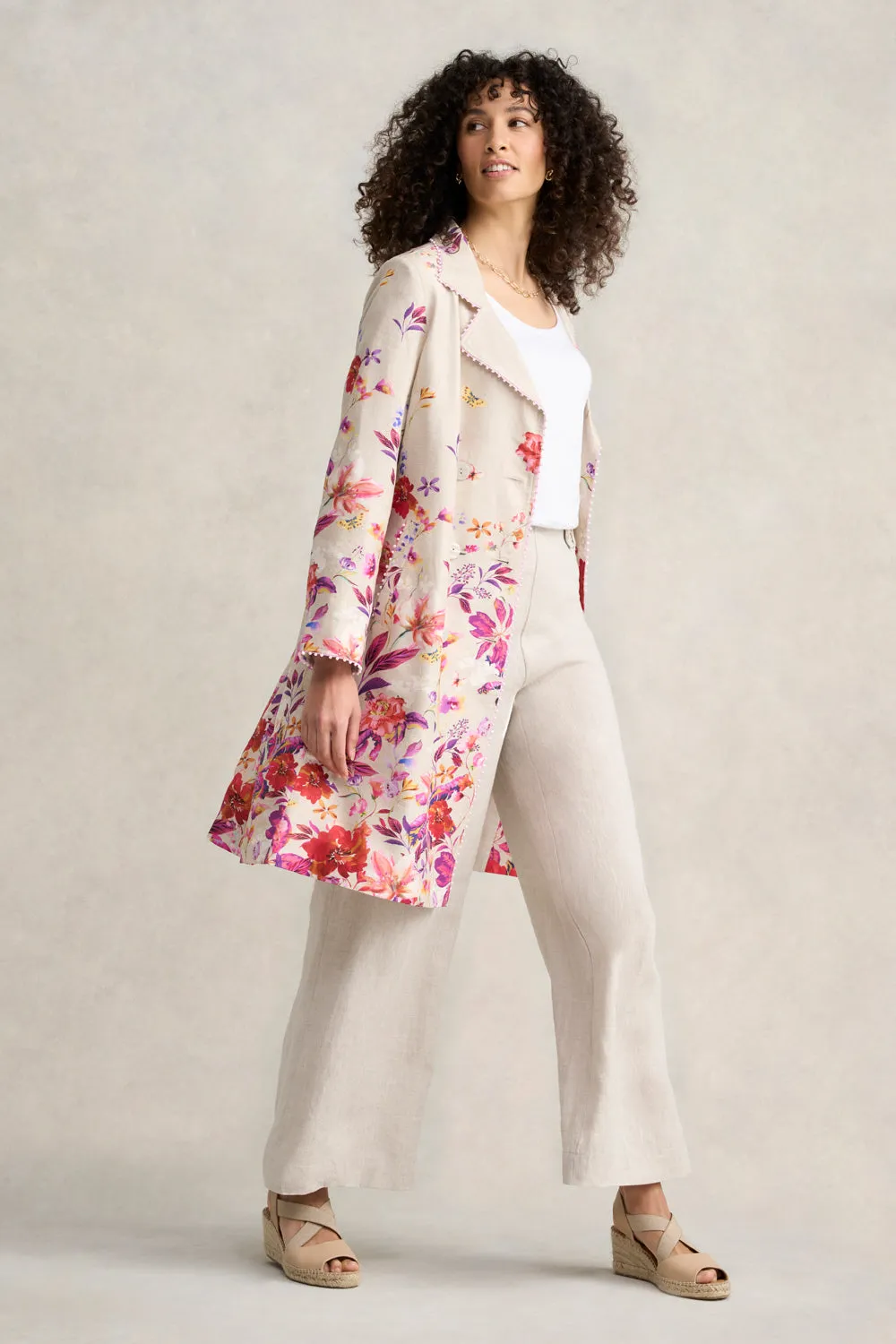 Floral Printed Coat - Floral Cross-Dye
