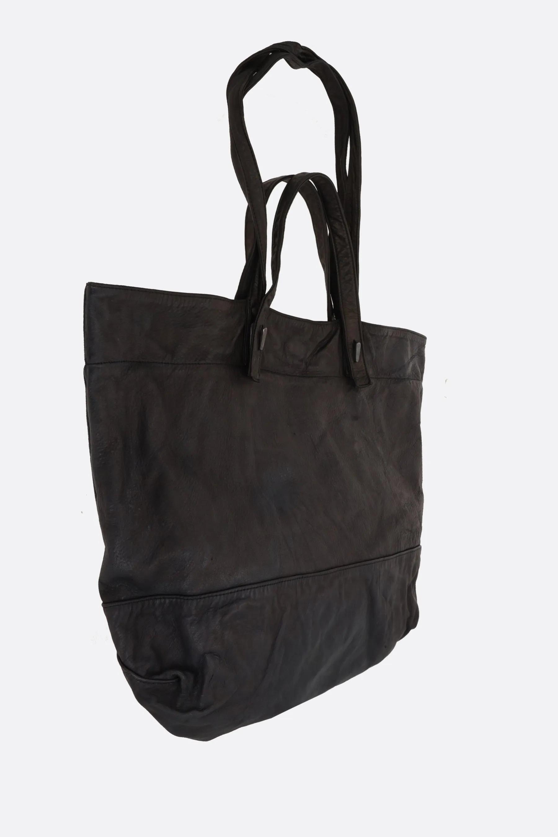 grainy leather tote bag