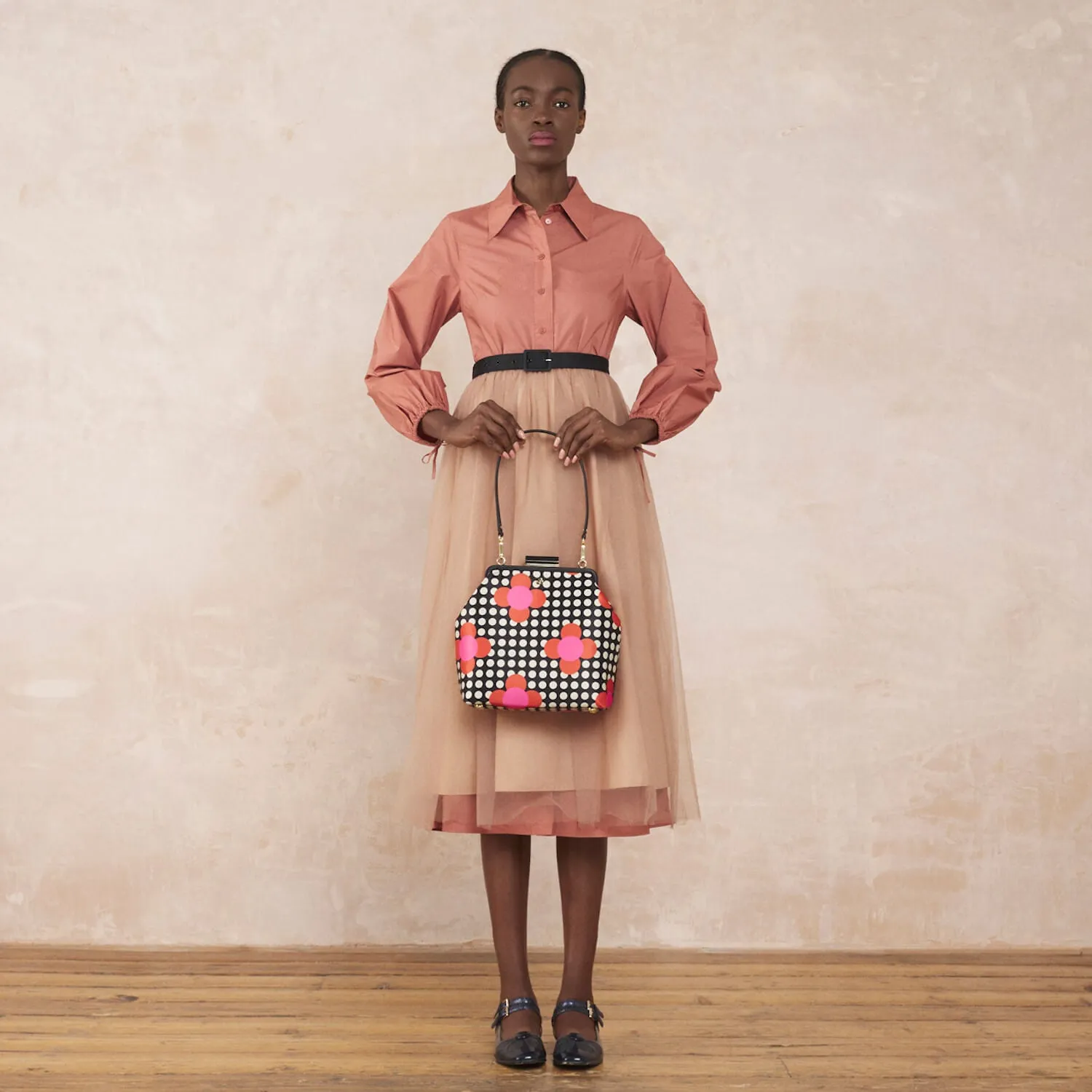 Jenny D Handbag - Fuchsia Flower Polka Dot