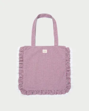 Justine Maroon Ruffle Tote