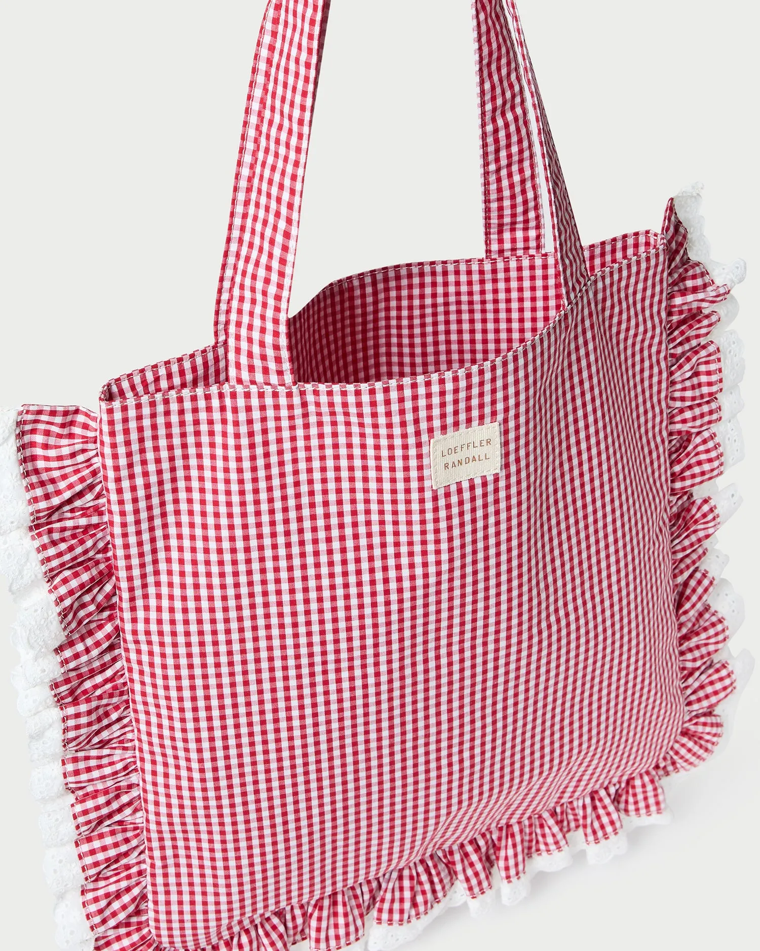 Justine Red Gingham Ruffle Tote