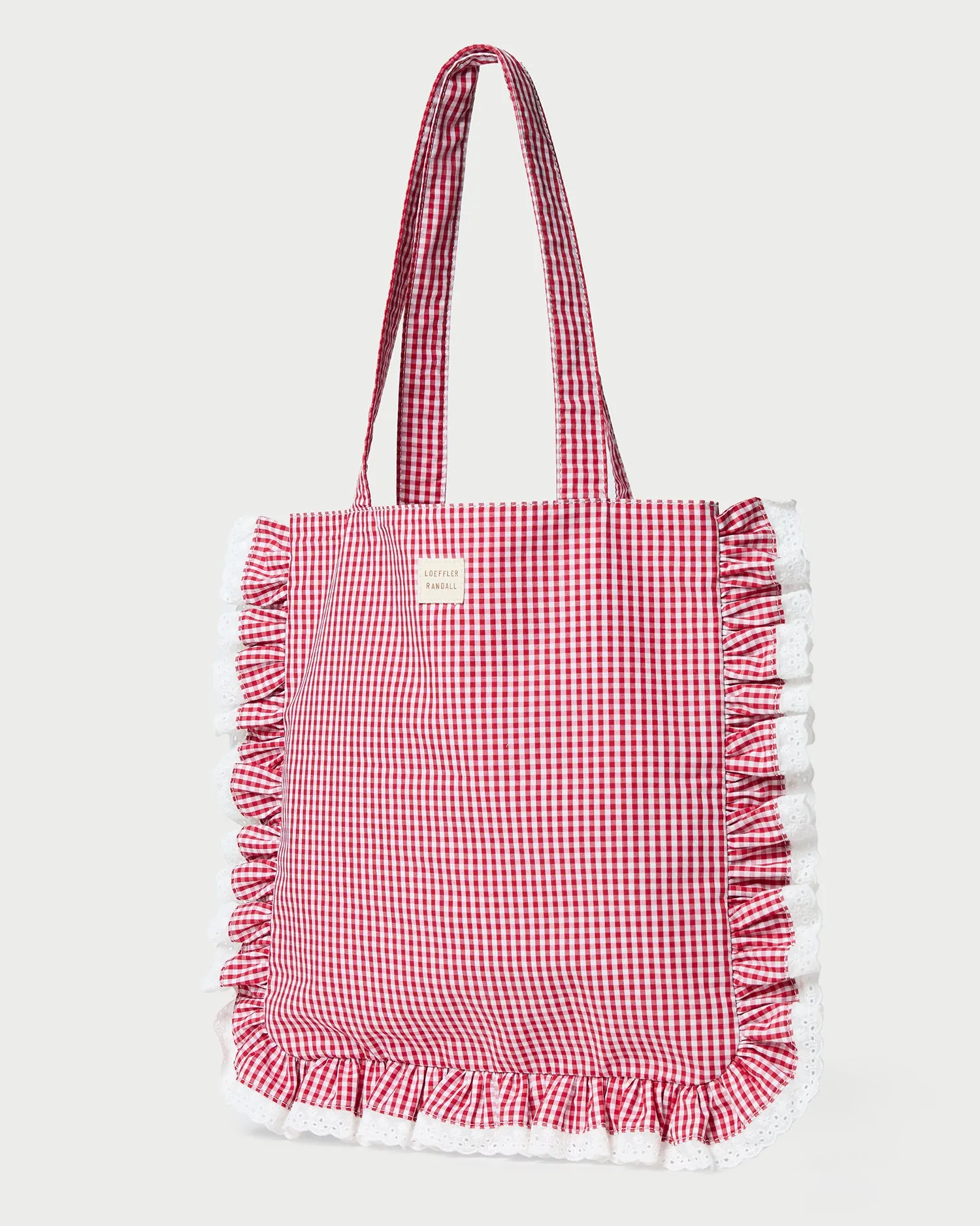 Justine Red Gingham Ruffle Tote