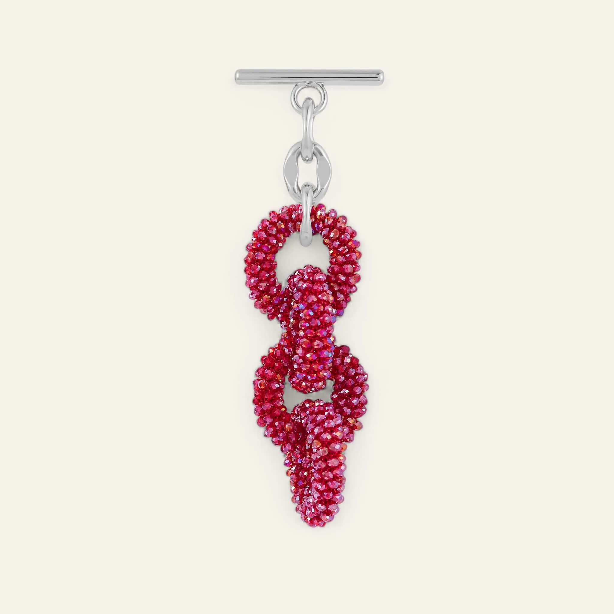 Kings Knot Tassel | Red Sparkle with Silver hardware